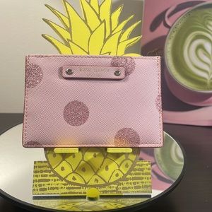 Kate Spade Haven Lane Graham Glitter Polka Dot Card Holder EUC